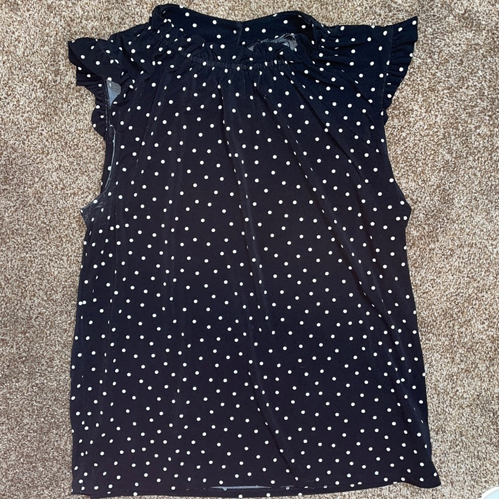 Mock turtle neck polka dot tank